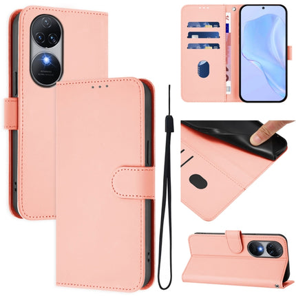 Skin Feel Solid Color Leather Phone Case with Lanyard, For Oukitel C38