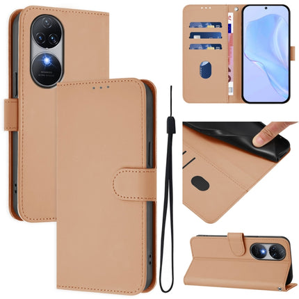 Skin Feel Solid Color Leather Phone Case with Lanyard, For Oukitel C38