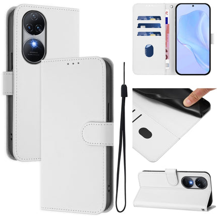 Skin Feel Solid Color Leather Phone Case with Lanyard, For Oukitel C38