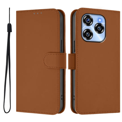 Skin Feel Solid Color Leather Phone Case with Lanyard, For Oukitel C50