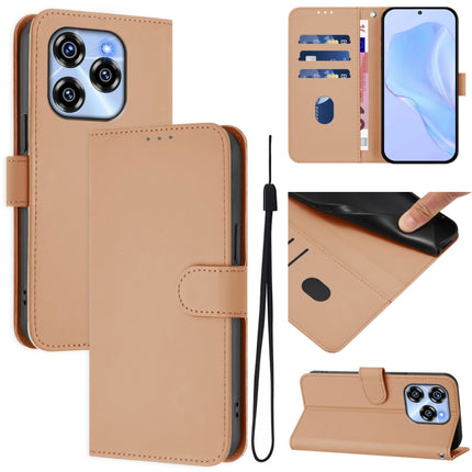Skin Feel Solid Color Leather Phone Case with Lanyard, For Oukitel C50
