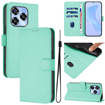 Skin Feel Solid Color Leather Phone Case with Lanyard, For Oukitel C50