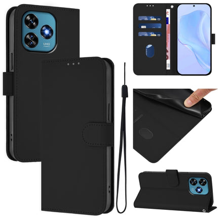 Skin Feel Solid Color Leather Phone Case with Lanyard, For Oukitel C51