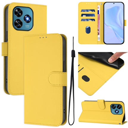 Skin Feel Solid Color Leather Phone Case with Lanyard, For Oukitel C51