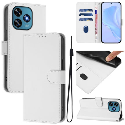 Skin Feel Solid Color Leather Phone Case with Lanyard, For Oukitel C51