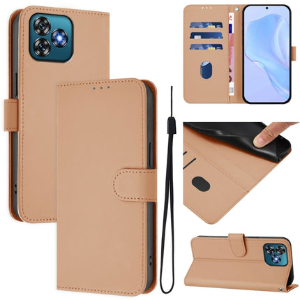 Skin Feel Solid Color Leather Phone Case with Lanyard, For Oukitel C53