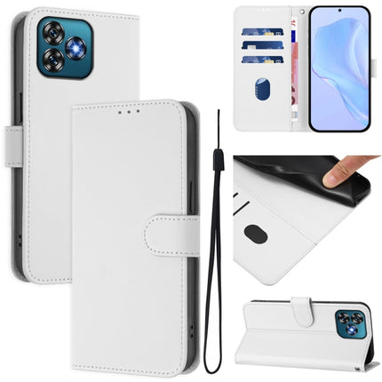 Skin Feel Solid Color Leather Phone Case with Lanyard, For Oukitel C53