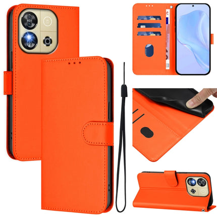Skin Feel Solid Color Leather Phone Case with Lanyard, For Oukitel C57s
