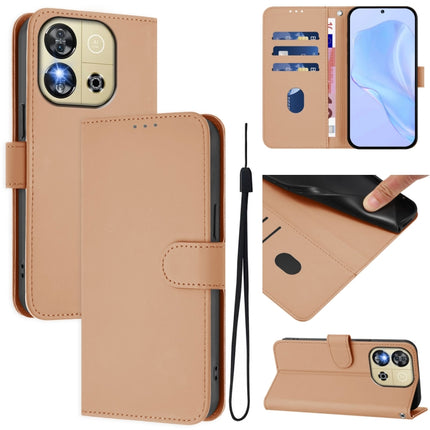 Skin Feel Solid Color Leather Phone Case with Lanyard, For Oukitel C57s