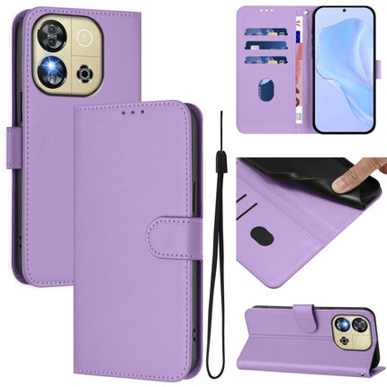 Skin Feel Solid Color Leather Phone Case with Lanyard, For Oukitel C57s