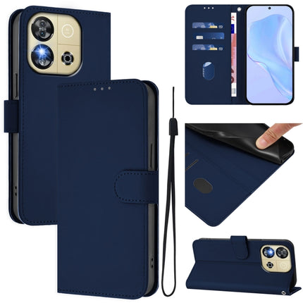 Skin Feel Solid Color Leather Phone Case with Lanyard, For Oukitel C57s