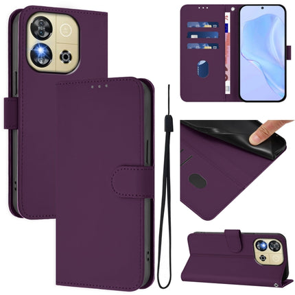 Skin Feel Solid Color Leather Phone Case with Lanyard, For Oukitel C57s