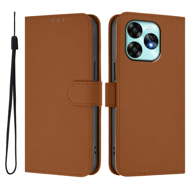 Skin Feel Solid Color Leather Phone Case with Lanyard, For Umidigi A15 / A15C / A15T