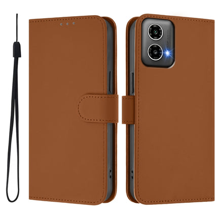 Skin Feel Solid Color Leather Phone Case with Lanyard, For Motorola Moto G34 5G / G45 5G