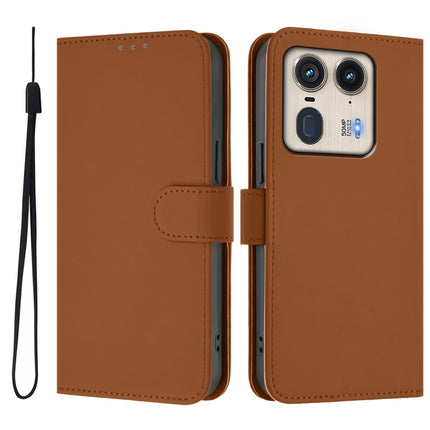 Skin Feel Solid Color Leather Phone Case with Lanyard, For Motorola Edge 50 5G Global