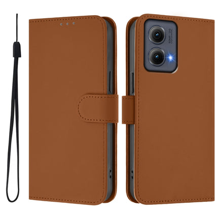 Skin Feel Solid Color Leather Phone Case with Lanyard, For Motorola Edge 5G 2024