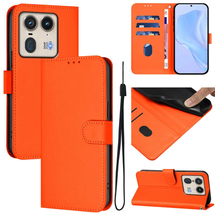 Skin Feel Solid Color Leather Phone Case with Lanyard, For Motorola Edge 50 Ultra / X50 Ultra