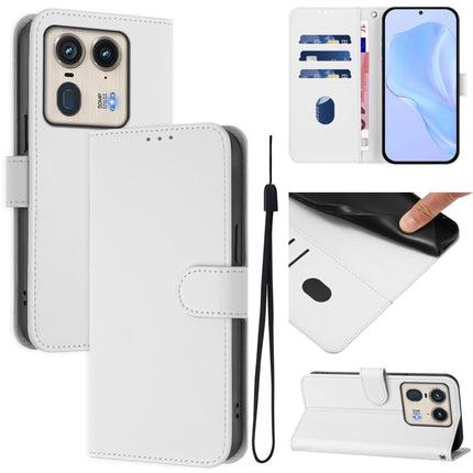 Skin Feel Solid Color Leather Phone Case with Lanyard, For Motorola Edge 50 Ultra / X50 Ultra