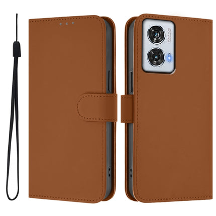 Skin Feel Solid Color Leather Phone Case with Lanyard, For Motorola Edge 50 Fusion