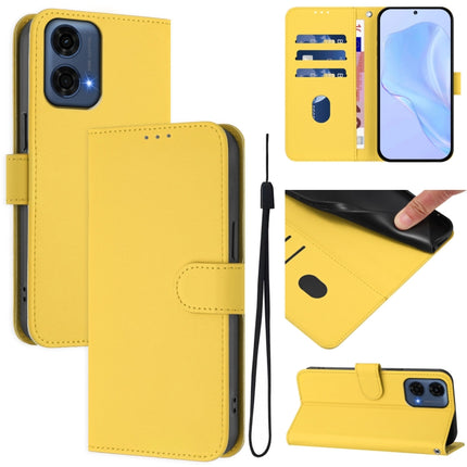 Skin Feel Solid Color Leather Phone Case with Lanyard, For Motorola Moto G24 Power 4G India