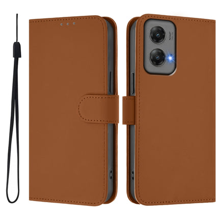Skin Feel Solid Color Leather Phone Case with Lanyard, For Motorola Moto G Stylus 5G 2024