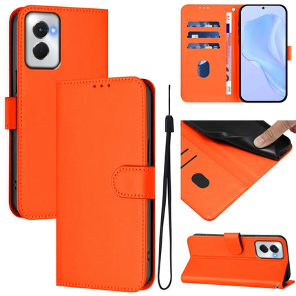 Skin Feel Solid Color Leather Phone Case with Lanyard, For Motorola Moto G Power 5G 2024