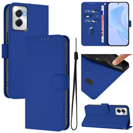 Skin Feel Solid Color Leather Phone Case with Lanyard, For Motorola Moto G Power 5G 2024