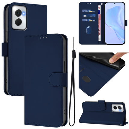 Skin Feel Solid Color Leather Phone Case with Lanyard, For Motorola Moto G Power 5G 2024