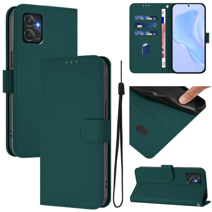 Skin Feel Solid Color Leather Phone Case with Lanyard, For Motorola Moto G Power 5G