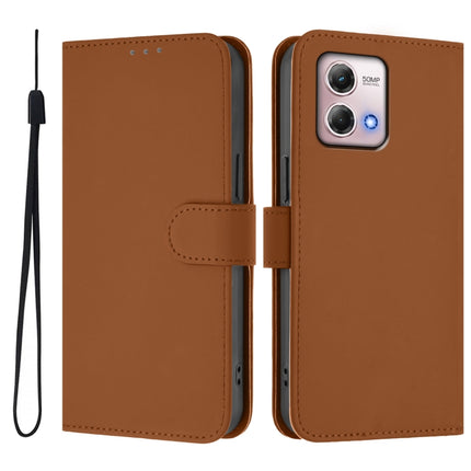 Skin Feel Solid Color Leather Phone Case with Lanyard, For Motorola Moto G Stylus 2023 4G