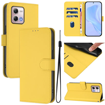 Skin Feel Solid Color Leather Phone Case with Lanyard, For Motorola Moto G Stylus 2023 4G