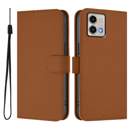 Skin Feel Solid Color Leather Phone Case with Lanyard, For Motorola Moto G Stylus 5G 2023