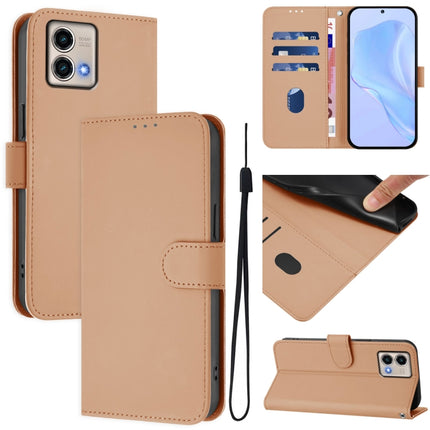 Skin Feel Solid Color Leather Phone Case with Lanyard, For Motorola Moto G Stylus 5G 2023