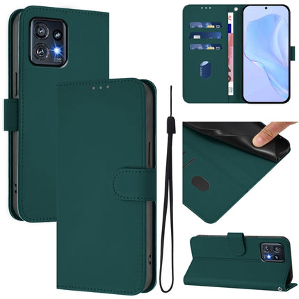 Skin Feel Solid Color Leather Phone Case with Lanyard, For Motorola Edge+ 2023 / Moto X40