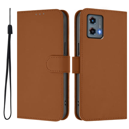 Skin Feel Solid Color Leather Phone Case with Lanyard, For Motorola Moto G 5G 2023