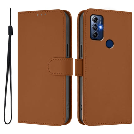 Skin Feel Solid Color Leather Phone Case with Lanyard, For Motorola G Pure / Moto G Play 2023