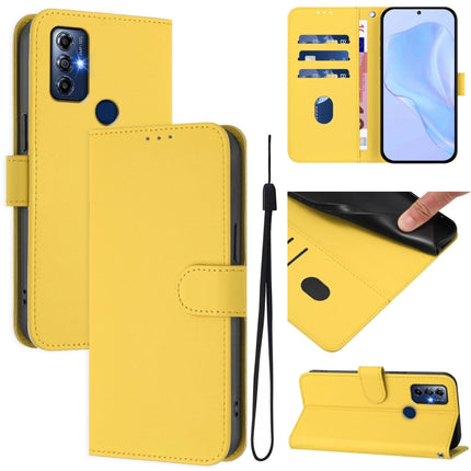 Skin Feel Solid Color Leather Phone Case with Lanyard, For Motorola G Pure / Moto G Play 2023