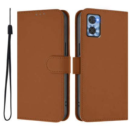 Skin Feel Solid Color Leather Phone Case with Lanyard, For Motorola Moto E22 4G / E22i 4G