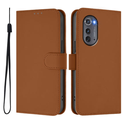 Skin Feel Solid Color Leather Phone Case with Lanyard, For Motorola Edge 2022