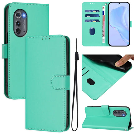 Skin Feel Solid Color Leather Phone Case with Lanyard, For Motorola Edge 2022