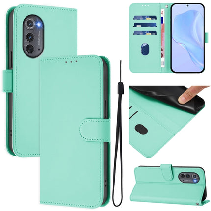 Skin Feel Solid Color Leather Phone Case with Lanyard, For Motorola Edge 2022