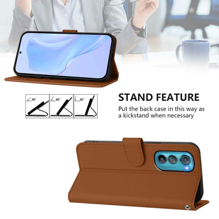 Skin Feel Solid Color Leather Phone Case with Lanyard, For Motorola Edge 30