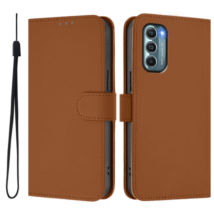 Skin Feel Solid Color Leather Phone Case with Lanyard, For Motorola Moto G Stylus 5G 2022