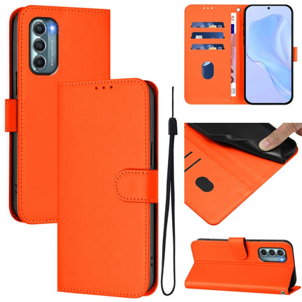 Skin Feel Solid Color Leather Phone Case with Lanyard, For Motorola Moto G Stylus 5G 2022