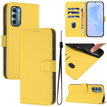 Skin Feel Solid Color Leather Phone Case with Lanyard, For Motorola Moto G Stylus 5G 2022