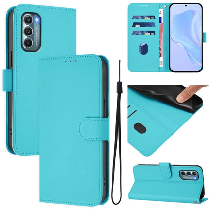 Skin Feel Solid Color Leather Phone Case with Lanyard, For Motorola Moto G Stylus 5G 2022