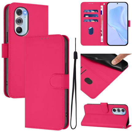 Skin Feel Solid Color Leather Phone Case with Lanyard, For Motorola Edge X30 5G / 30 Pro