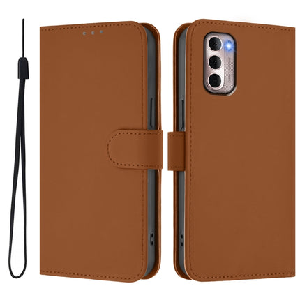 Skin Feel Solid Color Leather Phone Case with Lanyard, For Motorola Moto G Stylus 4G 2022