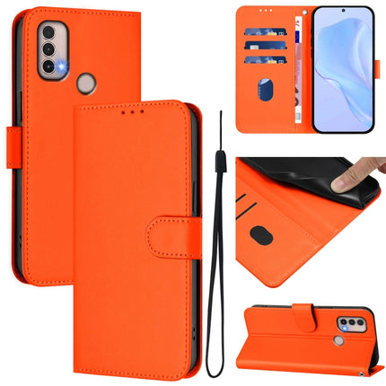 Skin Feel Solid Color Leather Phone Case with Lanyard, For Motorola Moto E20 / E30 / E40