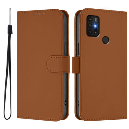 Skin Feel Solid Color Leather Phone Case with Lanyard, For Motorola Moto G30 / G10 / G20